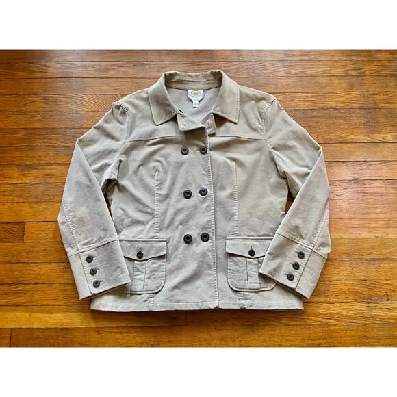 TALBOTS Stretch Cream Cotton Velvet Peacoat sz 18 - Picture 4 of 12